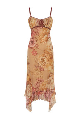 TRENDYOLMILLA Cok Renkli A-Kesim Cicek Desenli F?rf?rl? Orme Tul Elbise TPRSS24EL00133 фото 7