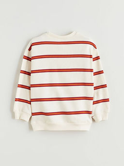 Bisiklet Yaka ?izgili Erkek ?ocuk Sweatshirt