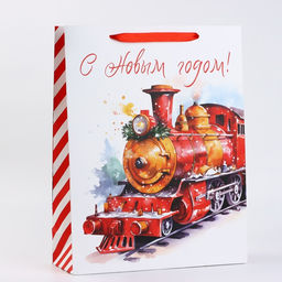 Пакет подарочный новогодний ламинированный «С Новым годом», L 31×40×11.5 см
