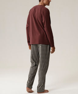 ATLANTIC NMP-394 Пижама мужская Check винный + серый фото 3