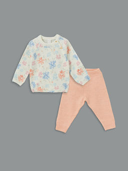 Bisiklet Yaka Uzun Kollu Bask?l? K?z Bebek Sweatshirt ve E?ofman Alt 2li Tak?m