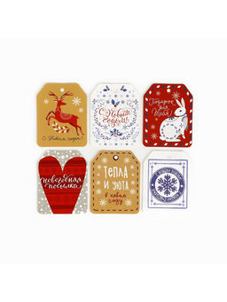 Цена за 10 шт. Шильдики на подарки «Новогоднее настроение», 6.5×5 см, набор 6 шт.
