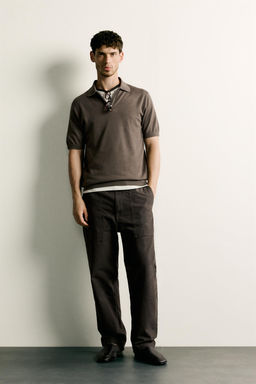 POLO PUNTO REGULAR FIT CREMALLERA / Gris topo