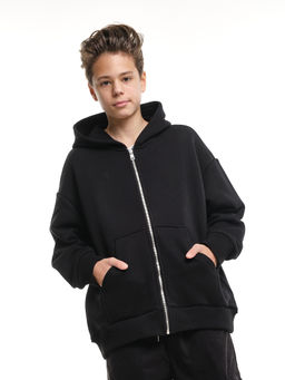 Зипка толстовка для мальчика с шевроном 22-0430 черный