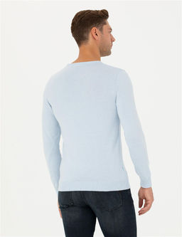 A__k Mavi Slim Fit Bisiklet Yaka Basic Triko Kazak - Pierre cardin фото 6
