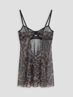 ?p Ask?l? Leopar Desenli Kad?n Fantezi Gecelik