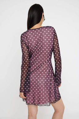 Teen Murdum Puantiye Bask?l? Tul Bodycon K?sa / Mini Astarl? Esnek Orme Elbise TWOAW26EL00138 - Trendyolmilla фото 4