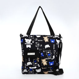 Сумка текстильная шопер на молнии, 35×8×31 см, чёрная