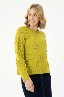 Женский фисташково-зеленый свитер с круглым вырезом Неожиданная скидка в корзине