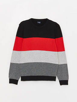 Bisiklet Yaka Renk Bloklu Uzun Kollu Erkek ?ocuk Triko Kazak - Waikiki фото 3