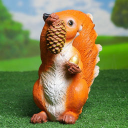 Садовая фигура из полистоуна «Белка с шишкой», 28×12×27 см