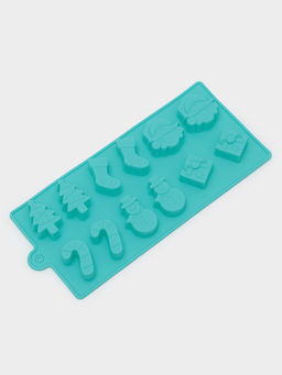 Цена за 2 шт. Форма для конфет и шоколада Доляна Новый год, силикон, 21.5?10 см, 12 ячеек, бирюзовая