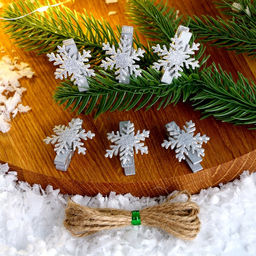 Цена за 2 шт. Прищепки для декора «Снежинки» серебряные, 6 шт.