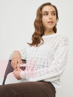 Джемпер женский 5222-41237. 7001/А04 белый/пайетки молоко