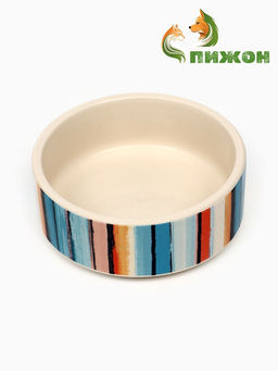 Миска керамическая Масляные полоски 180 мл - 10.510.54 см, бежевая - Пижон фото 2
