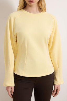 Ac?k Sar? Kal?n Sardonsuz Belden Oturmal? Bisiklet Yaka Orme Sweatshirt TWOAW26SW00068