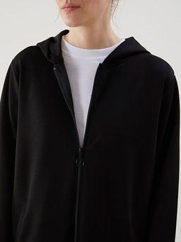 Kap??onlu Oversize Kad?n Fermuarl? Sweatshirt
