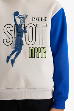 Kap__onlu Bask_l_ __i Yumu_ak T_yl_ Sweatshirt Erkek _ocuk - Defacto фото 4