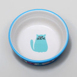 Миска керамическая Кошачья жизнь 300 мл 12,7 х 5 см, голубая - Пижон фото 3