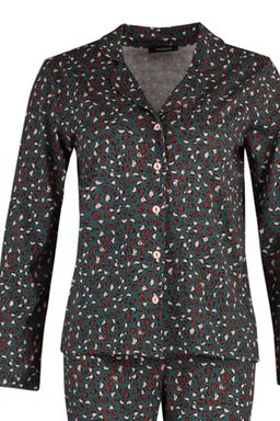 Yesil %100 Pamuklu Leopar Desenli Gomlek Pantolon Orme Pijama Tak?m? THMAW23PT00150