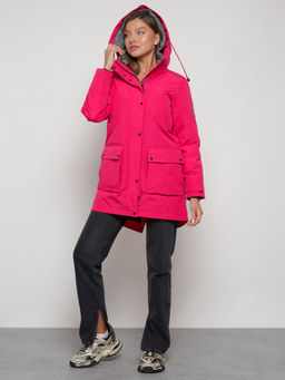 Парка женская зимняя MTFORCE c капюшоном розового цвета 2329R  фото 27