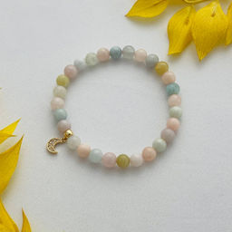 Браслет из Берилла микс и Кварца с подвеской