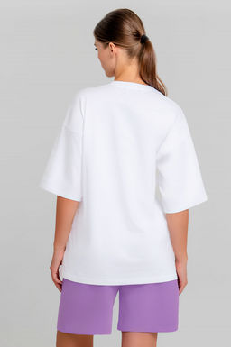 Арт. 51302 Костюм женский с шортами 42-50 (5 шт) Цвет:верх- белый, низ- вери-пери