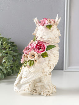 Фигура полистоун «Белая сова в цветах», 13×10×22 см