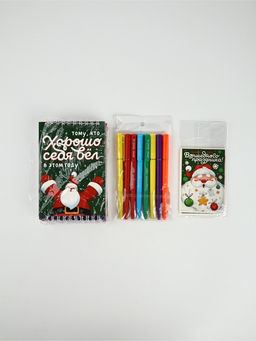 Подарочный набор новогодний, 8 ручек, 8 открыток, 8 блокнотов МИКС