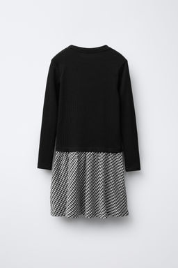 RIBBED COMBINATION DRESS WITH CHECK SKIRT - Zara фото 6