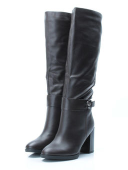 02-DL17-56 BROWN Сапоги зимние женские (натуральная кожа, натуральный мех)