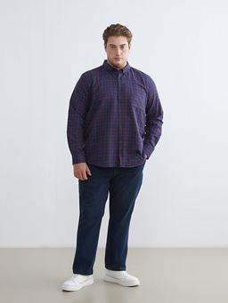 B?y?k Beden Regular Fit Uzun Kollu Ekose Erkek G?mlek