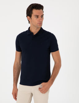 Lacivert Slim Fit %100 Pamuk Polo Yaka T-shirt - Cacharel фото 3