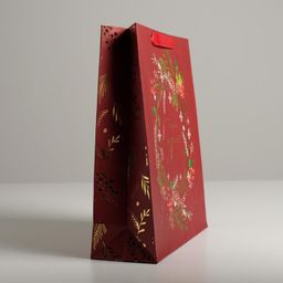 Цена за 6 шт. Пакет подарочный новогодний ламинированный Новогодний веночек, M 26 х 30 х 9 см - Дарите счастье фото 2