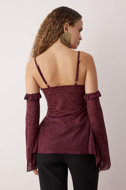 Murdum Cicekli Desenli Baglama Detayl? Boho Dantel Party Bluz TPRAW26BZ00035 - Trendyolmilla фото 4