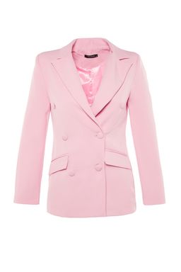 Pembe Regular Astarl? Dokuma Blazer Ceket TWOSS21CE0137