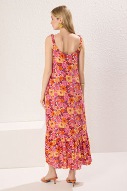 Fusya Cicek Desenli Rahat Kesim Maxi Dokuma Elbise TWOSS25EL00671 - Trendyolmilla фото 4