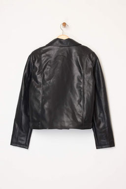 Siyah Fitted Kal?p Suni Deri Biker Ince Ceket Mont TWOAW26MO00083 - Trendyolmilla фото 7