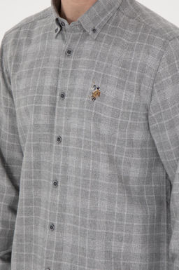 Мужская серая рубашка с длинным рукавом Неожиданная скидка в корзине - U.s. polo assn фото 7