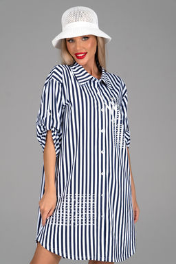 Платье  рубашка Молли (крупная полоска) - Эльза фото 19