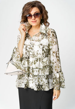 Блуза EVA GRANT 7221 принт олива