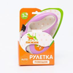 Рулетка Пижон с фонариком, прорезиненная ручка, 5 м, сиреневая  фото 5