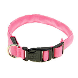 Ошейник с подсветкой Двойная полоса размер S, ОШ 35-43 х 2,5 см 3 режима свечения розовый - Пижон фото 2
