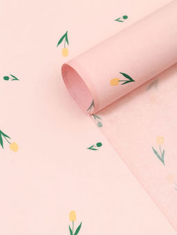 Цена за 10 шт. Бумага упаковочная тишью, Цветы, розовый, 50 см ? 70 см 17 грамм
