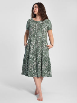 Платье женское кулирка "АГНИЯ" РОМАШКА ЗЕЛЕНЫЙ
