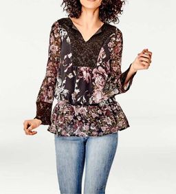 Блузка, коричнево-розовая