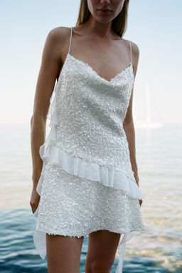 SEQUINNED RUFFLE MINI DRESS - Zara фото 2