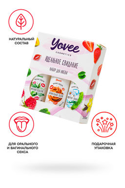Набор гелей-смазок Yovee для любви (721006+721014+721054), вкус(мята+карамель) + увл(алоэ), 3х50 мл