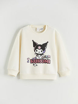 Kuromi Bask?l? K?z ?ocuk Kal?n Sweatshirt