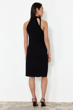 Siyah Duz Bodycone Mini Triko Elbise TWOSS24EL00854 - Trendyolmilla фото 6